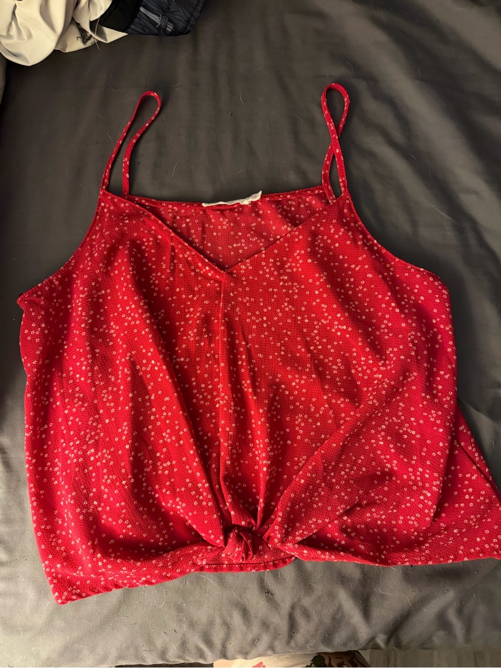 Lush Spaghetti Strap Red Floral Crop Top Size Medium VGUC